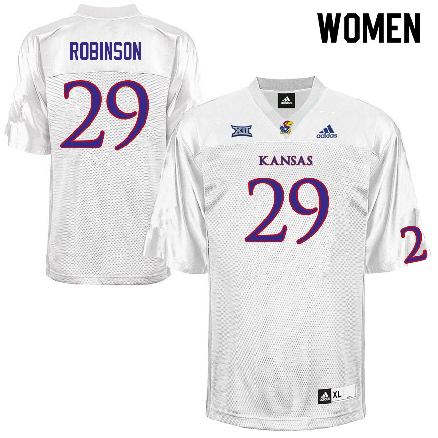 Women #29 Jaden Robinson Kansas Jayhawks College Football Jerseys Sale-White